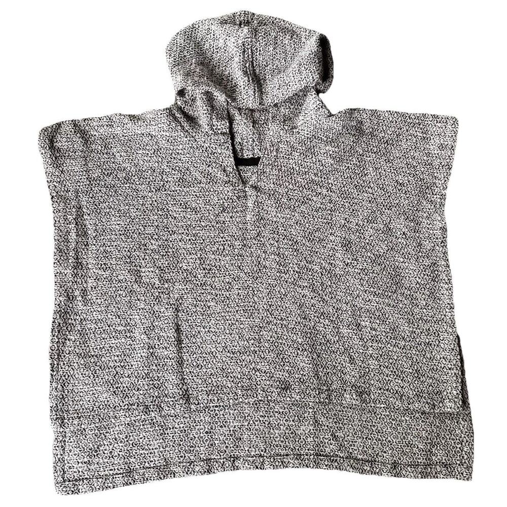 Poncho Women's One Size Knit Shawl Hooded Beige Tan Sandy Autumn Fall Casual